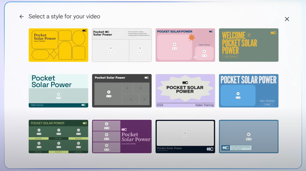 Choose the style from the existing themes of Google Vids